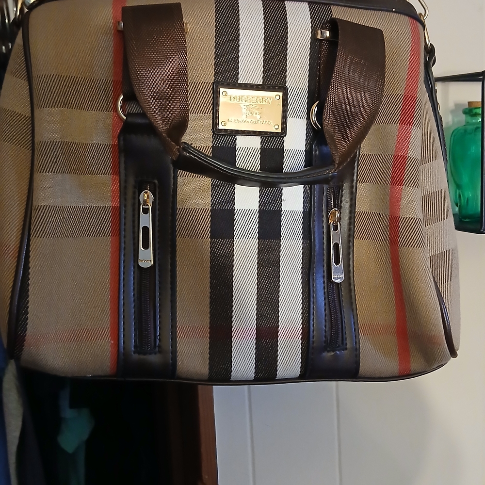 Burberry Classic Check Tote with Black Trim
